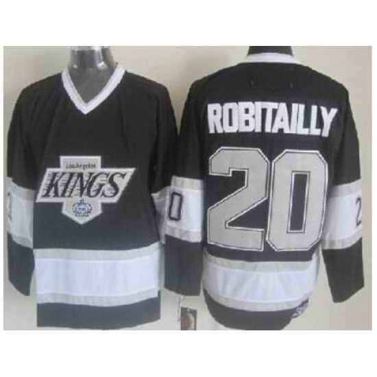 Los Angeles Kings #20 Luc Robitaille Black Silver Number CCM NHL Jerseys